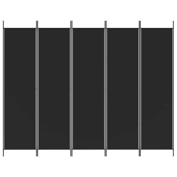 5-tlg. Paravent Schwarz 250x200 cm Stoff