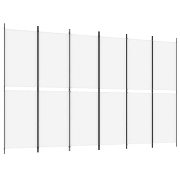6-tlg. Paravent Weiß 300x200 cm Stoff