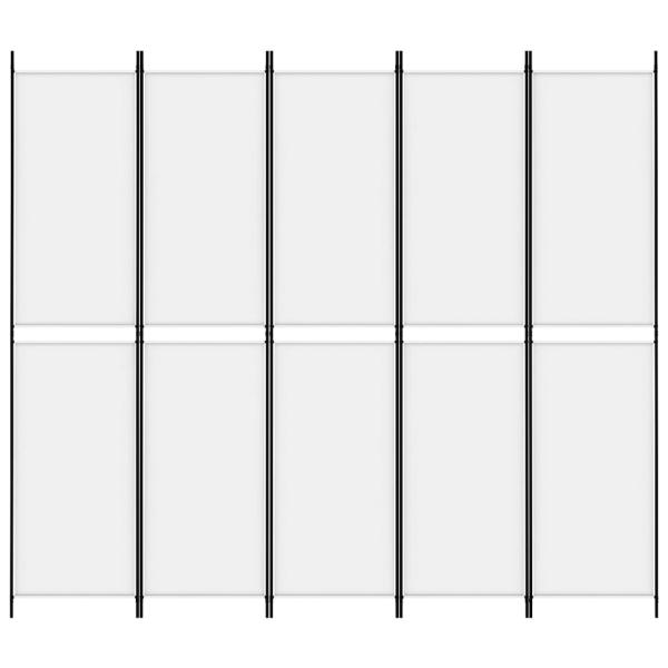 5-tlg. Paravent Weiß 250x220 cm Stoff