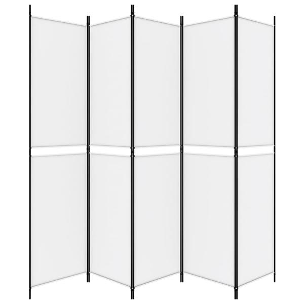 5-tlg. Paravent Weiß 250x220 cm Stoff