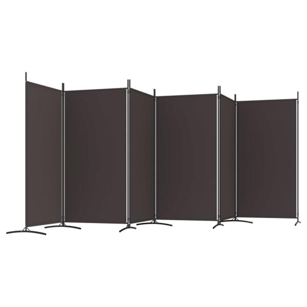 6-tlg. Paravent Braun 520x180 cm Stoff