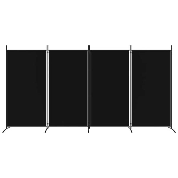 4-tlg. Paravent Schwarz 346x180 cm Stoff