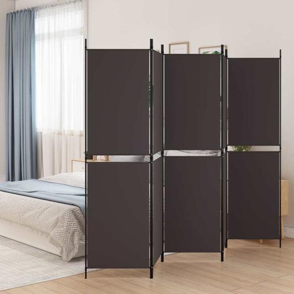 ARDEBO.de - 5-tlg. Paravent Braun 250x180 cm Stoff