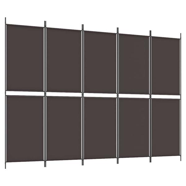 5-tlg. Paravent Braun 250x180 cm Stoff