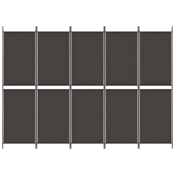 5-tlg. Paravent Braun 250x180 cm Stoff