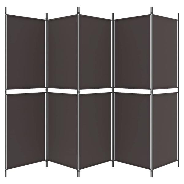 5-tlg. Paravent Braun 250x180 cm Stoff