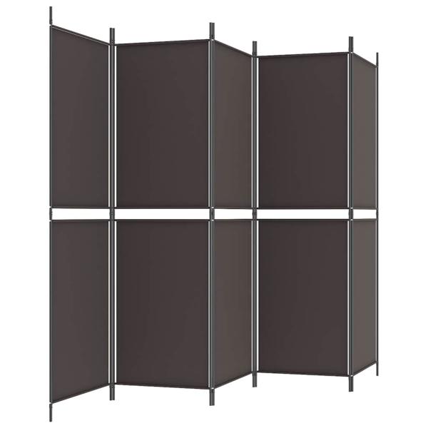 5-tlg. Paravent Braun 250x180 cm Stoff