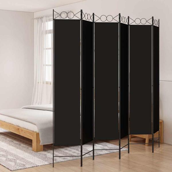 ARDEBO.de - 6-tlg. Paravent Schwarz 240x220 cm Stoff
