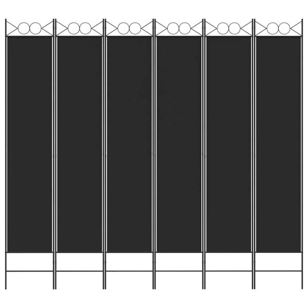 6-tlg. Paravent Schwarz 240x220 cm Stoff