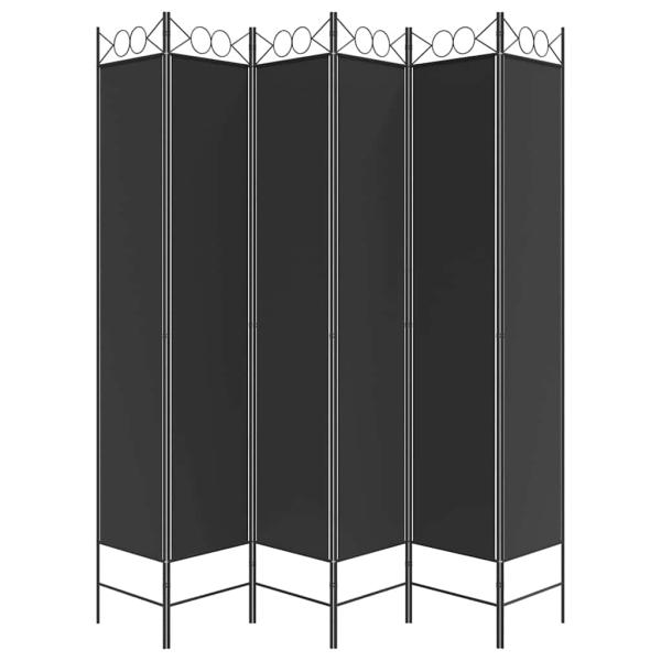 6-tlg. Paravent Schwarz 240x220 cm Stoff