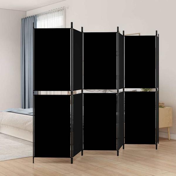 ARDEBO.de - 6-tlg. Paravent Schwarz 300x180 cm Stoff