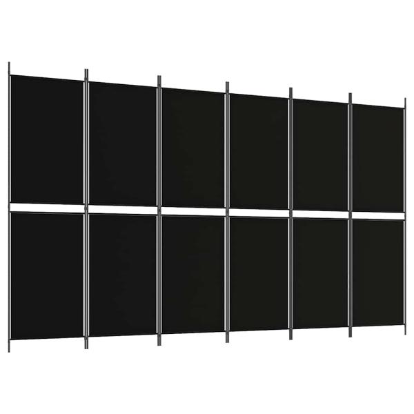 6-tlg. Paravent Schwarz 300x180 cm Stoff