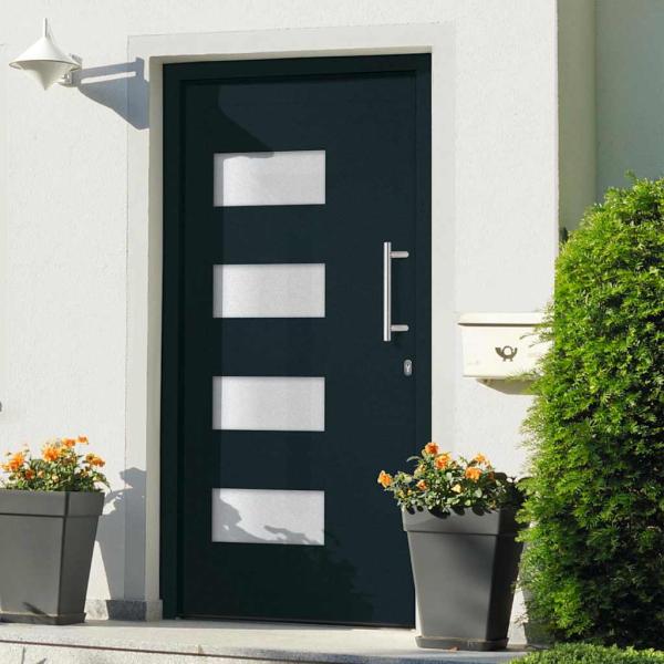 ARDEBO.de - Haustür Aluminium und PVC Anthrazit 100x200 cm