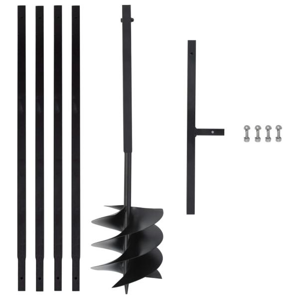 ARDEBO.de - Erdbohrer mit Griff 250 mm mit Verlängerungsrohr 4 m Stahl