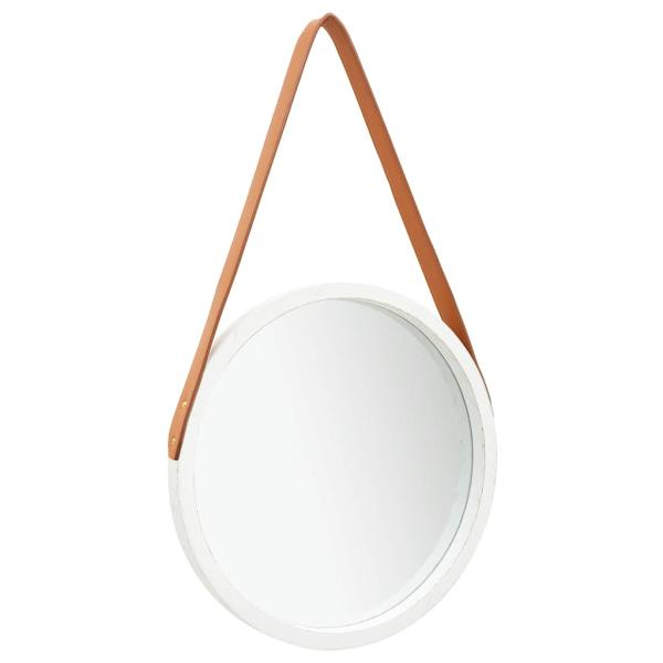ARDEBO.de - Wandspiegel mit Gürtel 40 cm Weiß