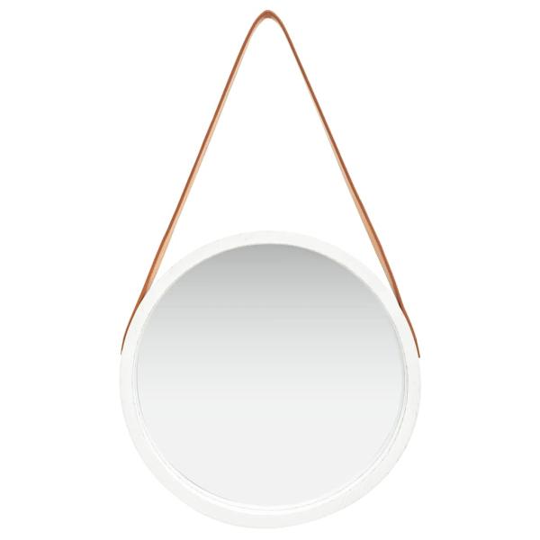Wandspiegel mit Gürtel 40 cm Weiß