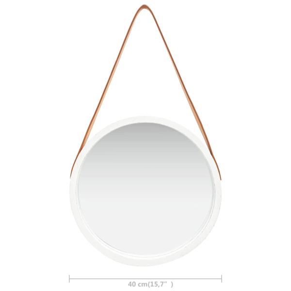 Wandspiegel mit Gürtel 40 cm Weiß