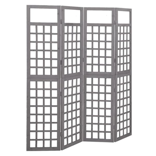 ARDEBO.de - Spalier/Paravent 4-teilig Massivholz Tanne Grau 161x180 cm