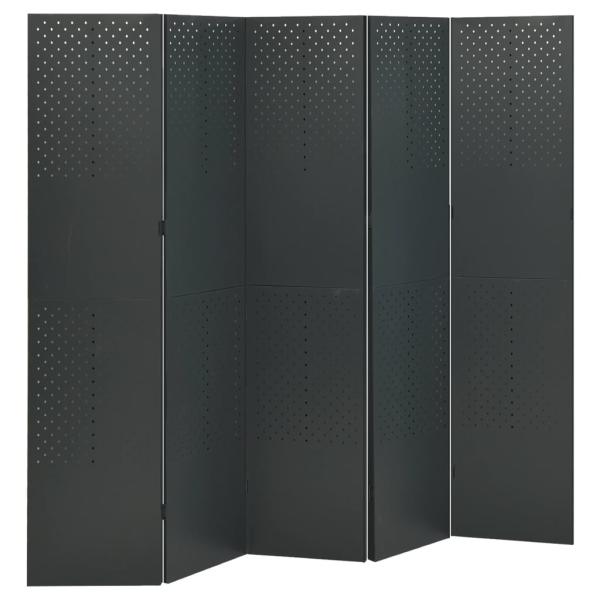 ARDEBO.de - 5-tlg. Raumteiler Anthrazit 200x180 cm Stahl