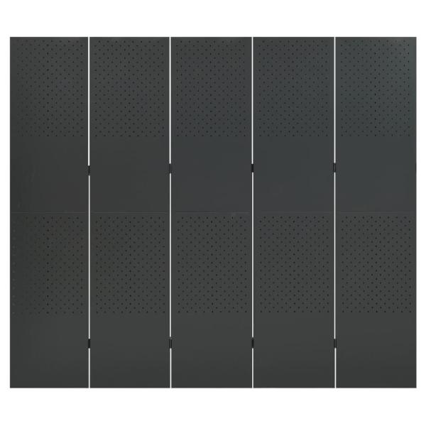 5-tlg. Raumteiler Anthrazit 200x180 cm Stahl