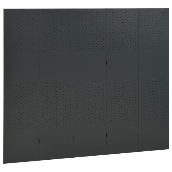 5-tlg. Raumteiler Anthrazit 200x180 cm Stahl