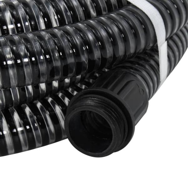 Saugschlauch mit Messing-Anschlüssen Schwarz 1,1" 5 m PVC