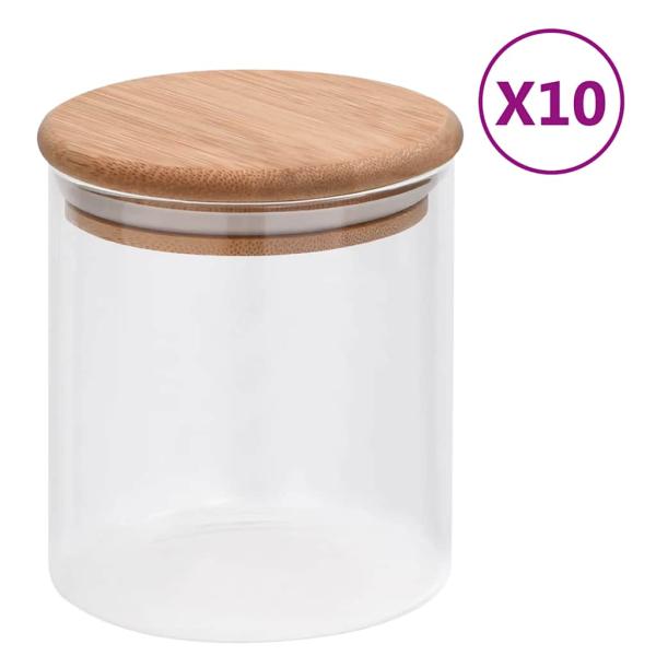 ARDEBO.de - Vorratsgläser mit Bambusdeckel 10 Stk. 600 ml