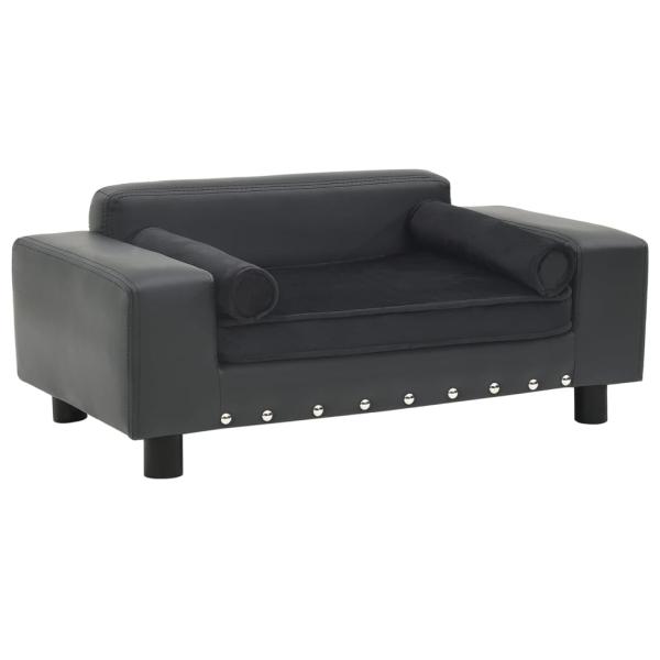 ARDEBO.de - Hundesofa Dunkelgrau 81x43x31 cm Plüsch und Kunstleder