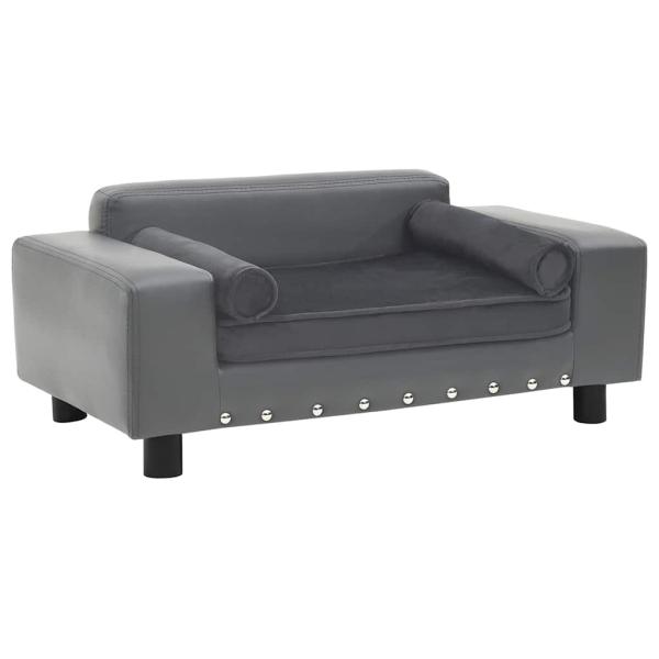 ARDEBO.de - Hundesofa Grau 81x43x31 cm Plüsch und Kunstleder