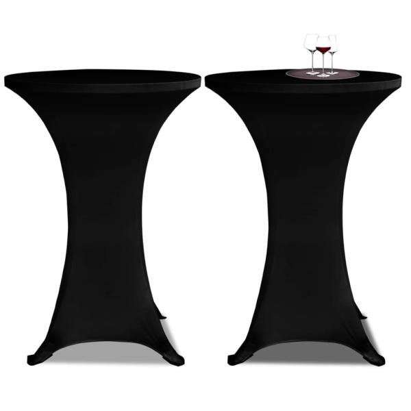 ARDEBO.de - 2 x Tischhusse für Stehtisch Stretchhusse Ø60 cm schwarz