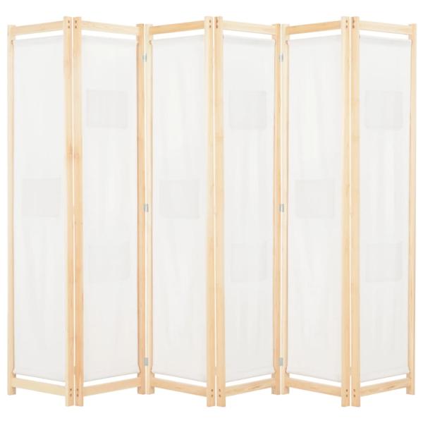 ARDEBO.de - 6-teiliger Raumteiler Cremeweiß 240 x 170 x 4 cm Stoff