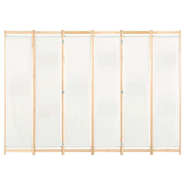 6-teiliger Raumteiler Cremeweiß 240 x 170 x 4 cm Stoff