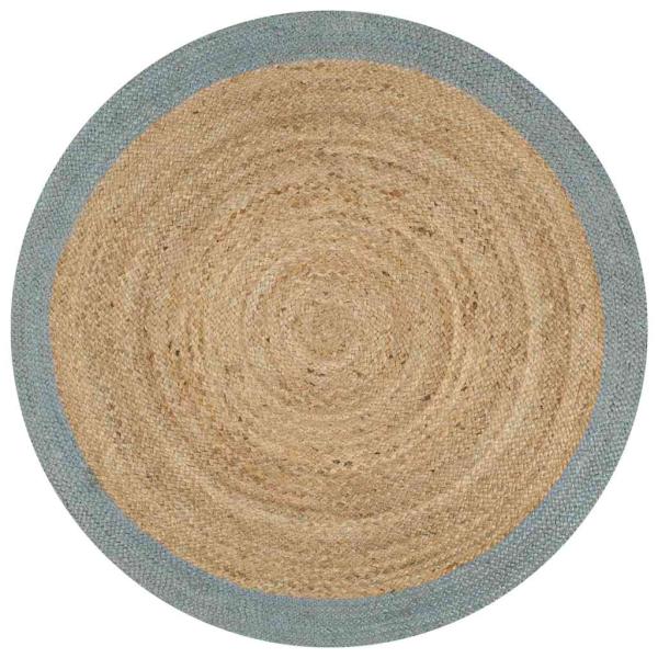 ARDEBO.de - Teppich Handgefertigt Jute mit Olivgrünem Rand 90 cm