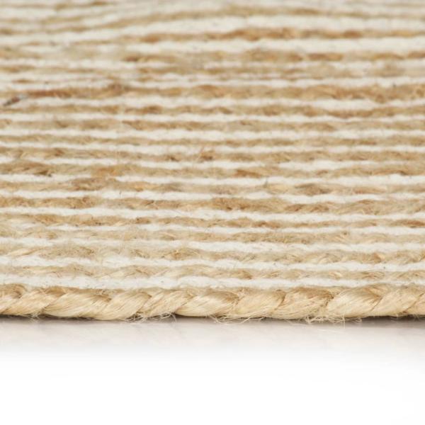 Teppich Handgefertigt Jute mit Spiralen-Design Weiß 150 cm