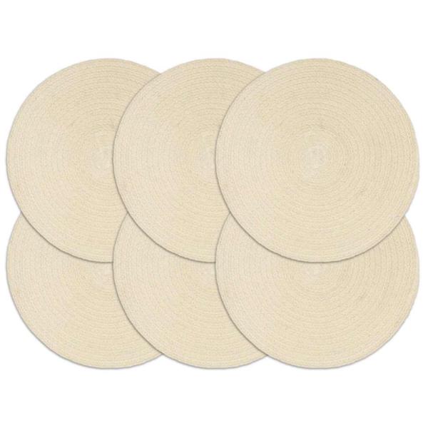 ARDEBO.de - Tischsets 6 Stk. Natur 38 cm Rund Baumwolle