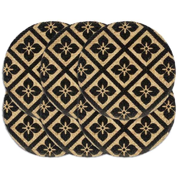 ARDEBO.de - Tischsets 6 Stk. Schwarz 38 cm Rund Jute