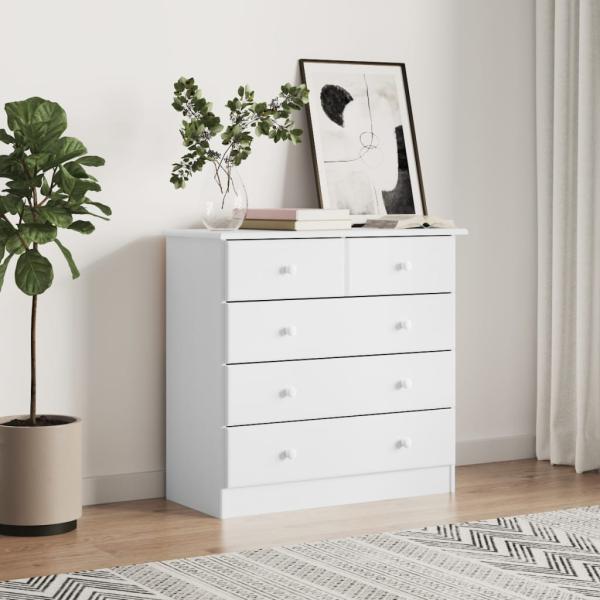 ARDEBO.de - Kommode ALTA Weiß 77x35x73 cm Massivholz Kiefer
