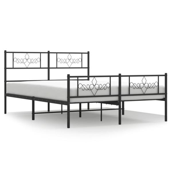 Bettgestell mit Kopf- und Fußteil Metall Schwarz 140x190 cm