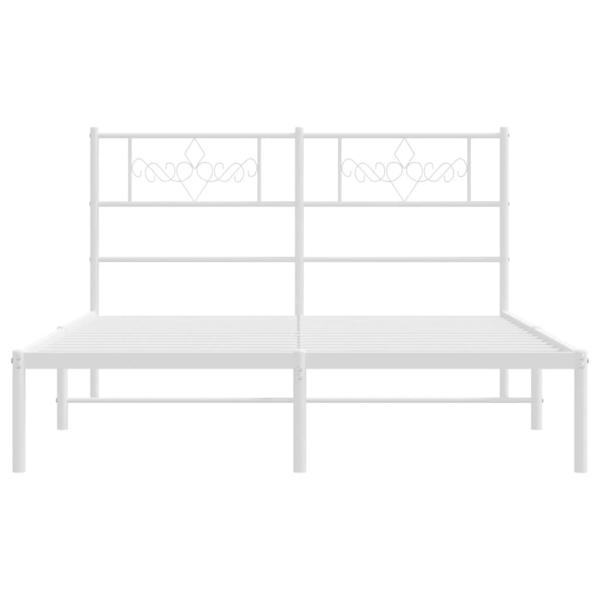 Bettgestell mit Kopfteil Metall Weiß 140x190 cm