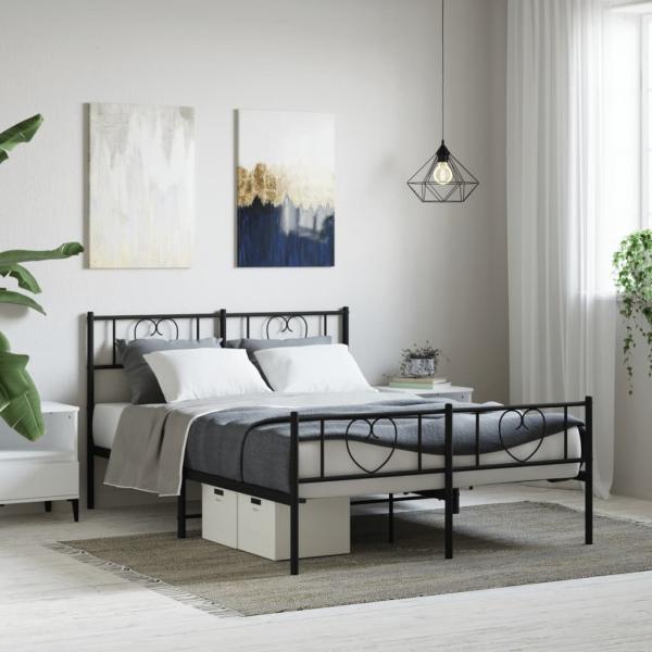 ARDEBO.de - Metallbett ohne Matratze mit Fußteil Schwarz 160x200 cm