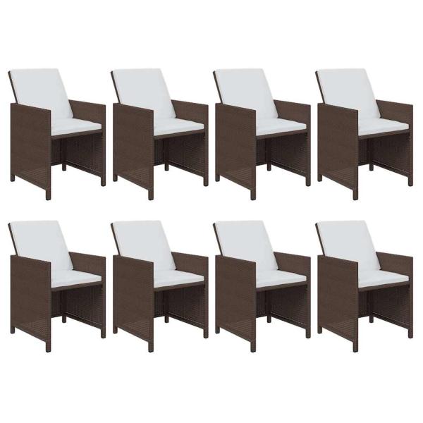 9-tlg. Garten-Essgruppe mit Kissen Poly Rattan Braun