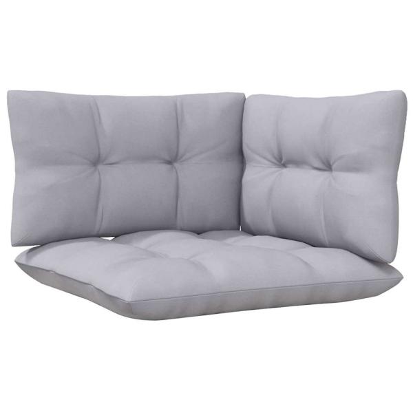 3-tlg. Garten-Lounge-Set mit Grauen Kissen Kiefernholz