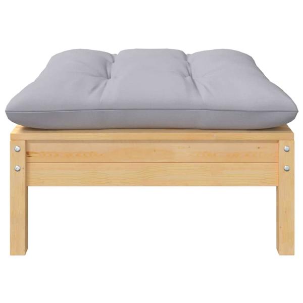 9-tlg. Garten-Lounge-Set mit Grauen Kissen Kiefer Massivholz