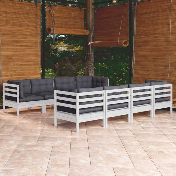 ARDEBO.de - 9-tlg. Garten-Lounge-Set mit Kissen Kiefer Massivholz