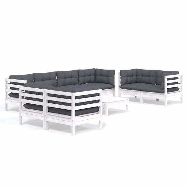 9-tlg. Garten-Lounge-Set mit Kissen Kiefer Massivholz