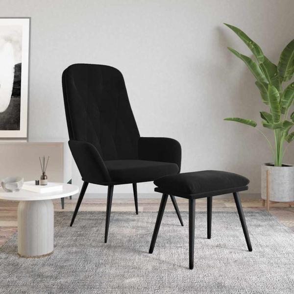ARDEBO.de - Relaxsessel mit Hocker Schwarz Samt