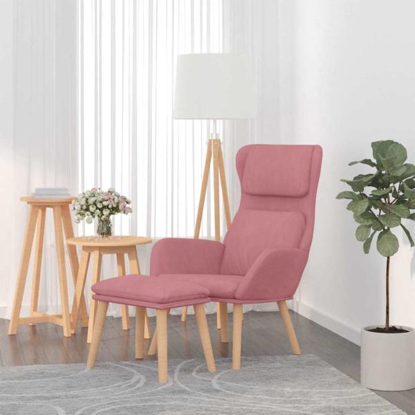 ARDEBO.de - Relaxsessel mit Hocker Rosa Samt
