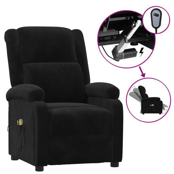 Massagesessel Elektrisch Schwarz Samt