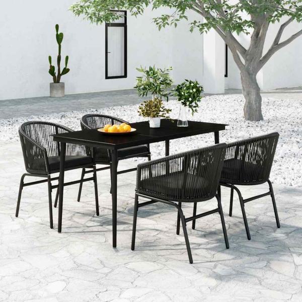 ARDEBO.de - 5-tlg. Garten-Essgruppe Schwarz