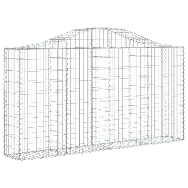 Gabionen mit Hochbogen 7 Stk. 200x30x100/120cm Verzinktes Eisen